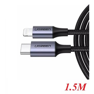 1.5m cáp usb type c ra lightning bọc nhôm chống nhiễu màu đen Ugreen 60760 US304