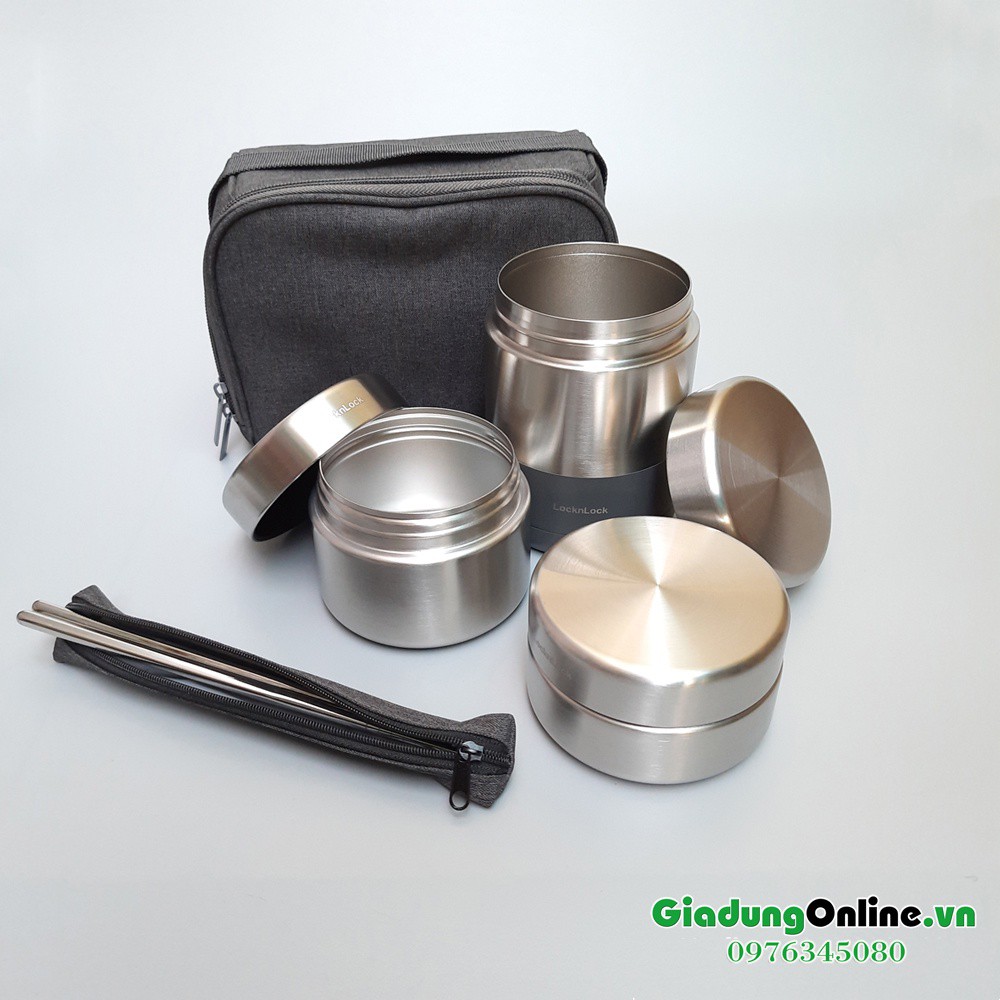 Bộ Hộp Cơm Giữ Nhiệt Inox 304 LocknLock LHC8013 1150ml - Hàng chính hãng