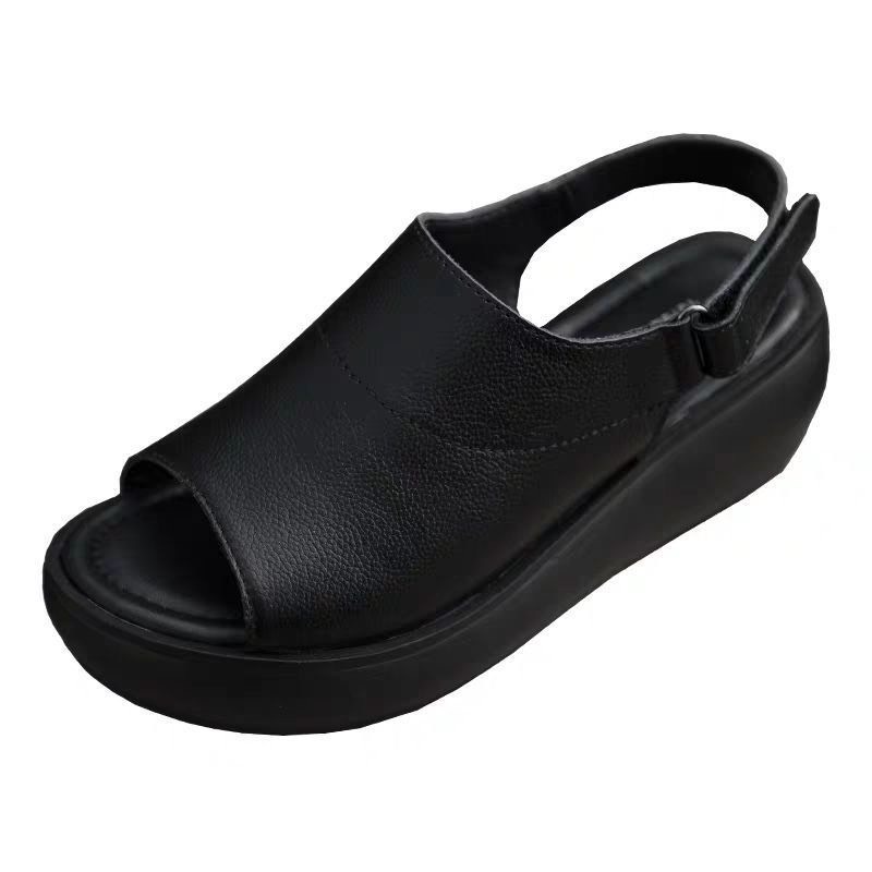 Giày sandan mũi tròn hở mũi thoáng khí thời trang cho nữ