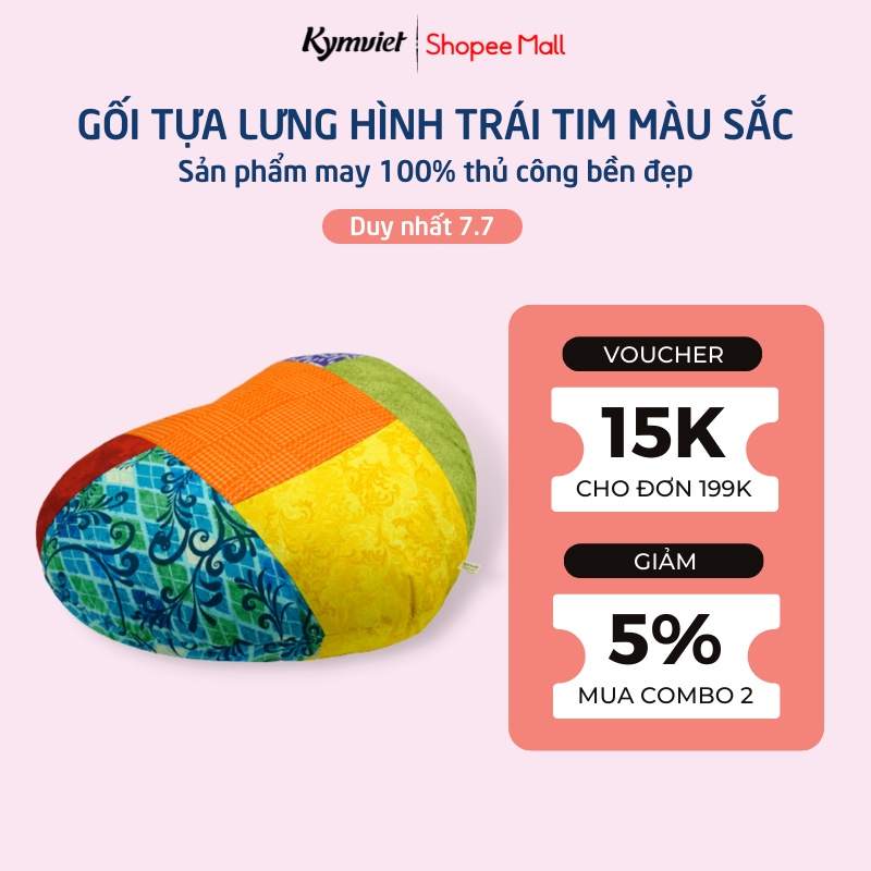 Gối Tựa Lưng Sofa KYMVIET 100% Handmade Hình Trái Tim Chất Cotton Bền Đẹp [GTT-2102]