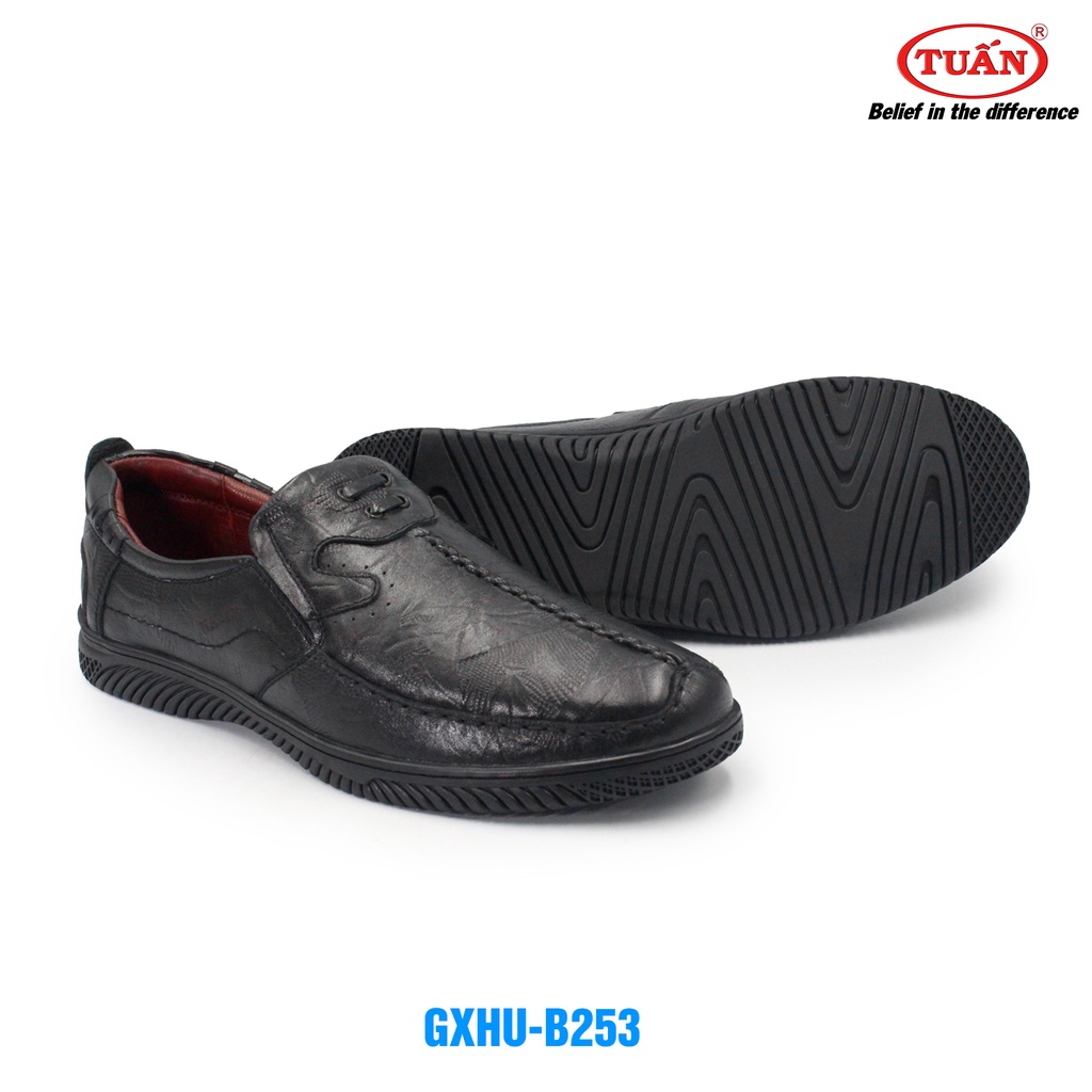 Giày da nam - giày mọi công sở quai da bò tự nhiên đế cao su thương hiệu giày Tuấn GXHU-253