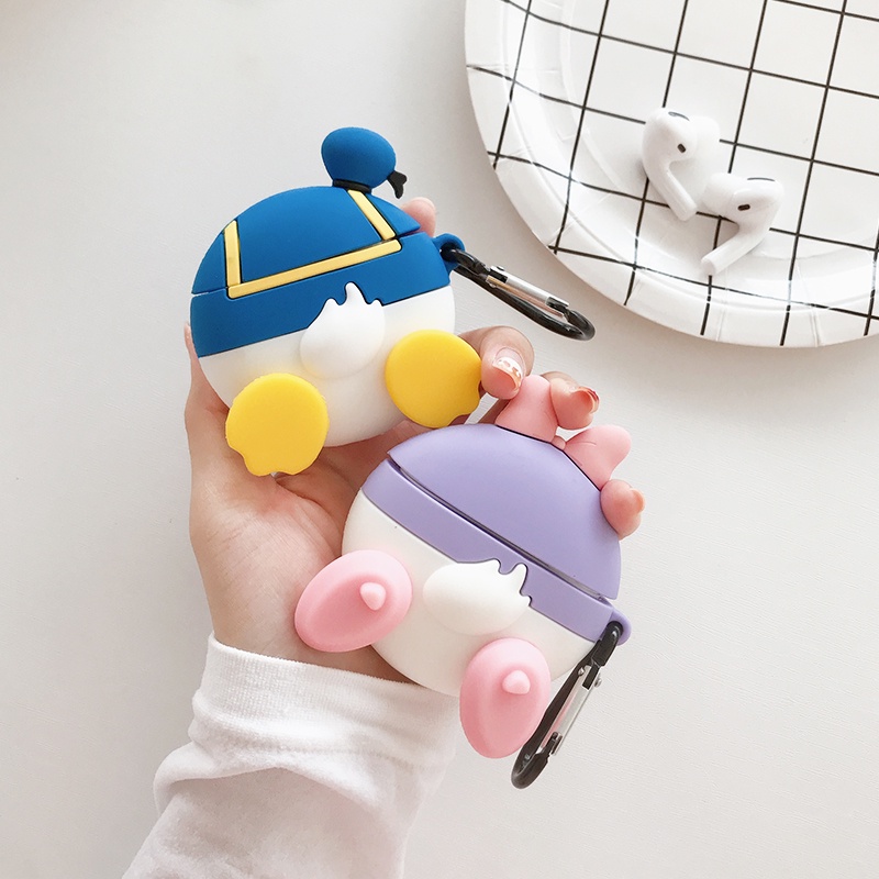Vỏ Bảo Vệ Hộp Sạc Tai Nghe compatible AirPods Pro compatible AirPods 2/Pro/ compatible AirPods2 Bằng TPU Họa Tiết Hoạt Hình Vịt Donald Daisy Dễ Thương