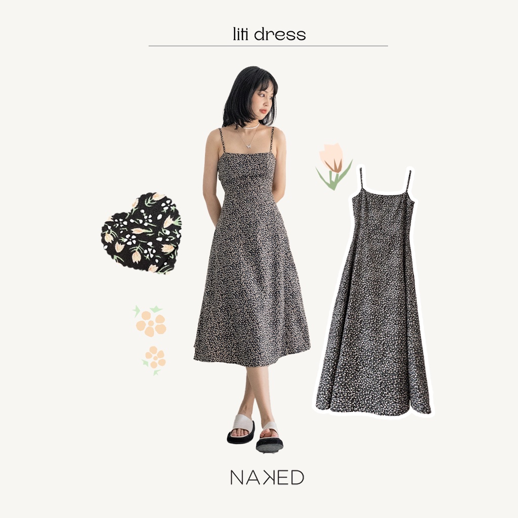 Váy hai dây hoa buộc dây eo Naked By V - Liti Dress