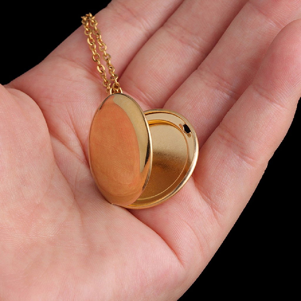 [Meifuyi] Stainless Steel Photo Locket Necklace 3 Colors Open Round Pendant Necklaces COD