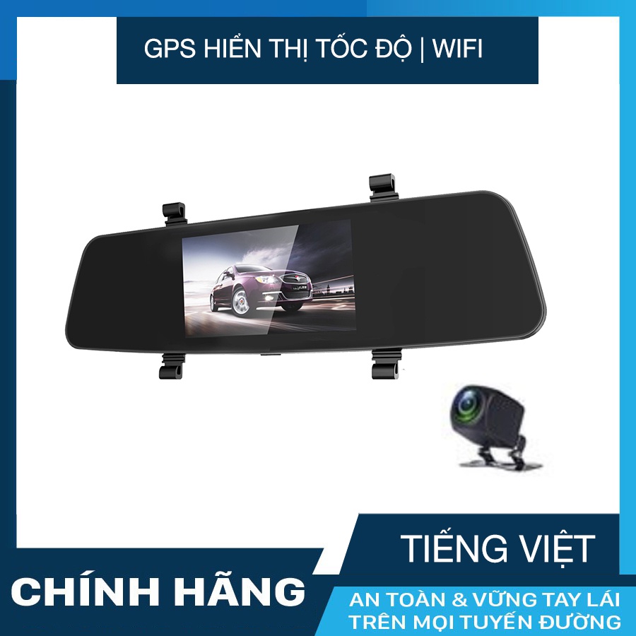 Camera hành trình trên gương Blurams V20 ghi hình 2 kênh GPS ADAS WIFI + KM thẻ nhớ 64gb
