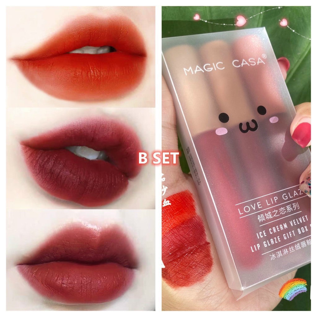 Set 3 Son Kem Lì Magic Casa Siêu Xinh Chất Mềm Và Mịn Môi Cao Cấp