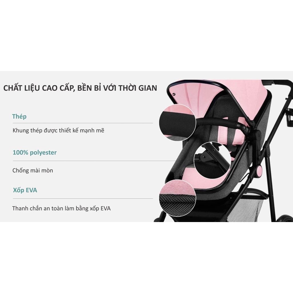 Bộ xe đẩy cho bé Kinderkraft Juli 3in1 ( Ghế ngồi ô tô, xe nôi, xe đẩy)