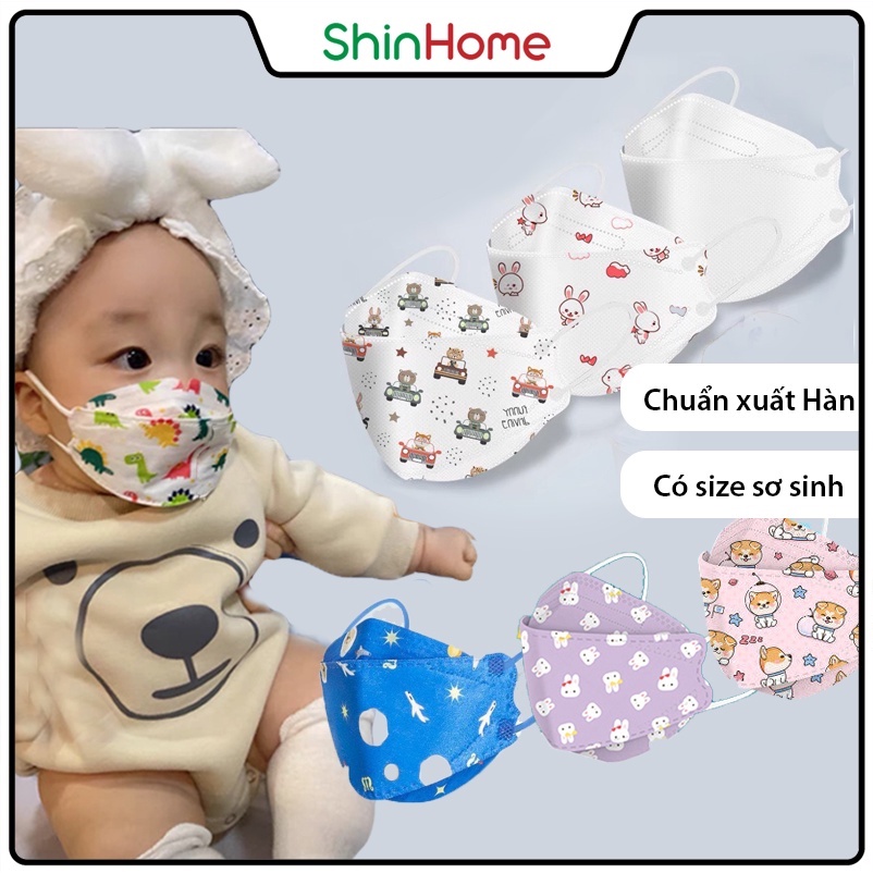 Set 5 khẩu trang trẻ em KF94 xuất Hàn cao cấp cho bé 0-8 tuổi