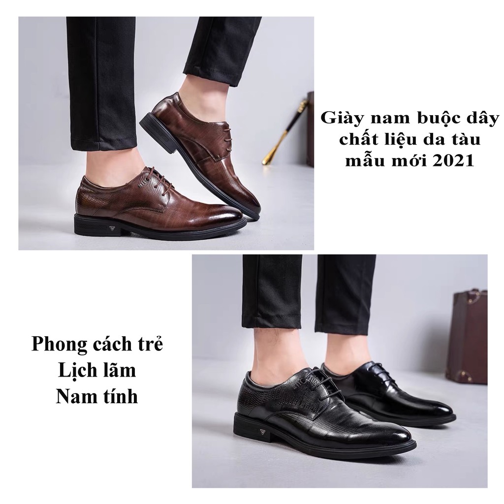 Giầy nam buộc dây [da bò nhập tàu] phong cách trẻ mẫu mới 2021 (DT1201)