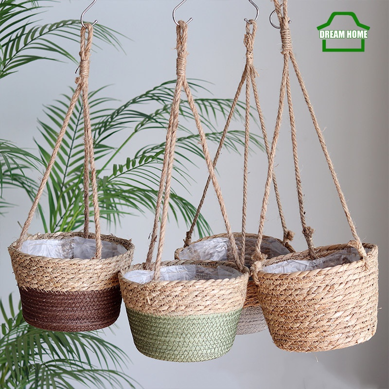 Giỏ Hoa Dạng Treo Trang Trí Phong Cách Đồng Quê Sáng Tạo