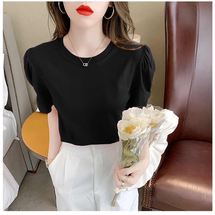 Áo thun nữ OKIMAC kiểu tay ngắn cổ tròn bèo nhún vai cotton thấm hút mồ hôi phong cách ulzzang Hàn Quốc thời trang nữ