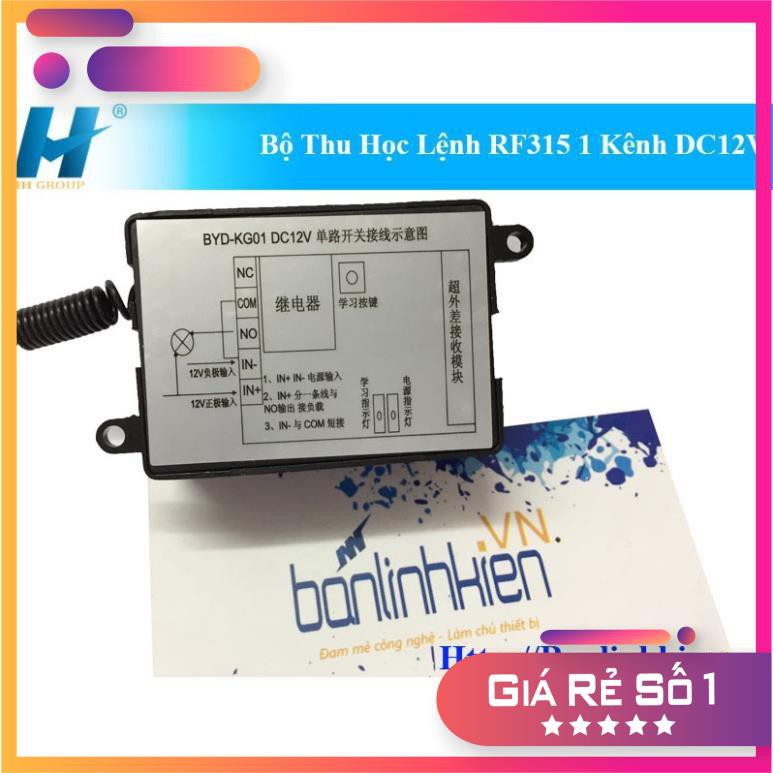 Bộ Thu Học Lệnh RF315 1 Kênh DC12V