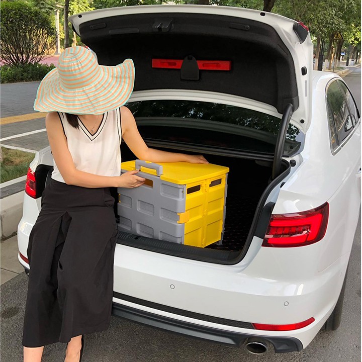 ⚡SIÊU PHẨM BỀN BỈ⚡Thùng Đựng Đồ Ô Tô Gấp Gọn Có Bánh Xe Kéo Tiện Dụng , vali kéo đa năng dùng đi siêu thị, kéo đồ nặng