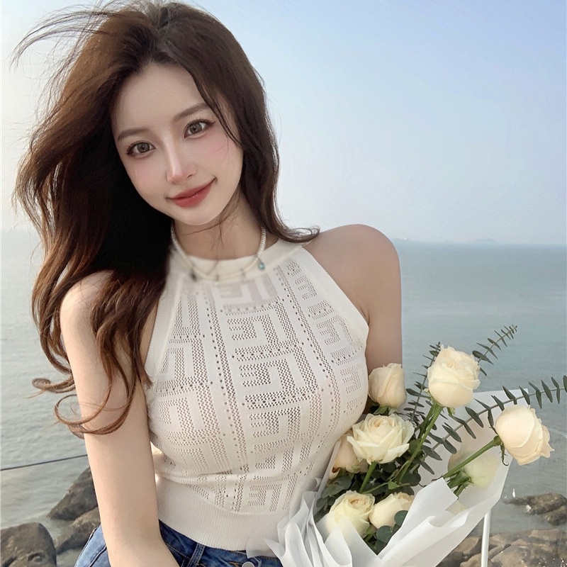 Áo Croptop Dệt Kim Màu Sắc Đơn Giản Quyến Rũ Cho Nữ