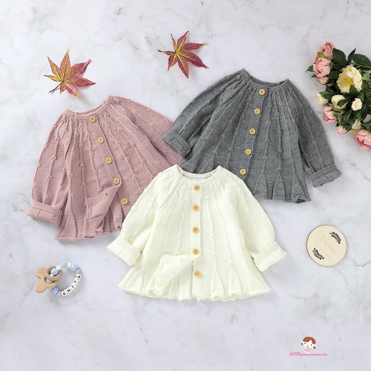 Áo Cardigan Dệt Kim Màu Trơn Đơn Giản Cho Bé Gái Xzq7-0 - 24 Tháng