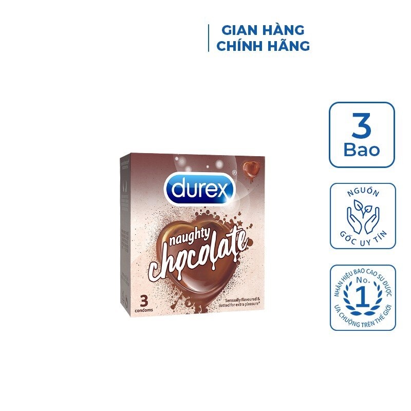 Bao Cao Su Durex Sensual Strawberry &amp; Chocolate (Hộp 3 Cái)