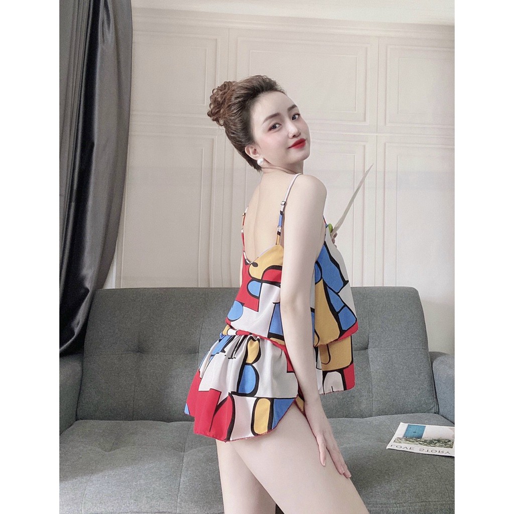 Đồ Mặc Nhà 2 Dây Sexy  Quần Cọc Họa Tiết Lập Thể Chất Lụa Latin Cao Cấp Form Chuẩn Size Dưới 60kg Mặc Vừa | BigBuy360 - bigbuy360.vn