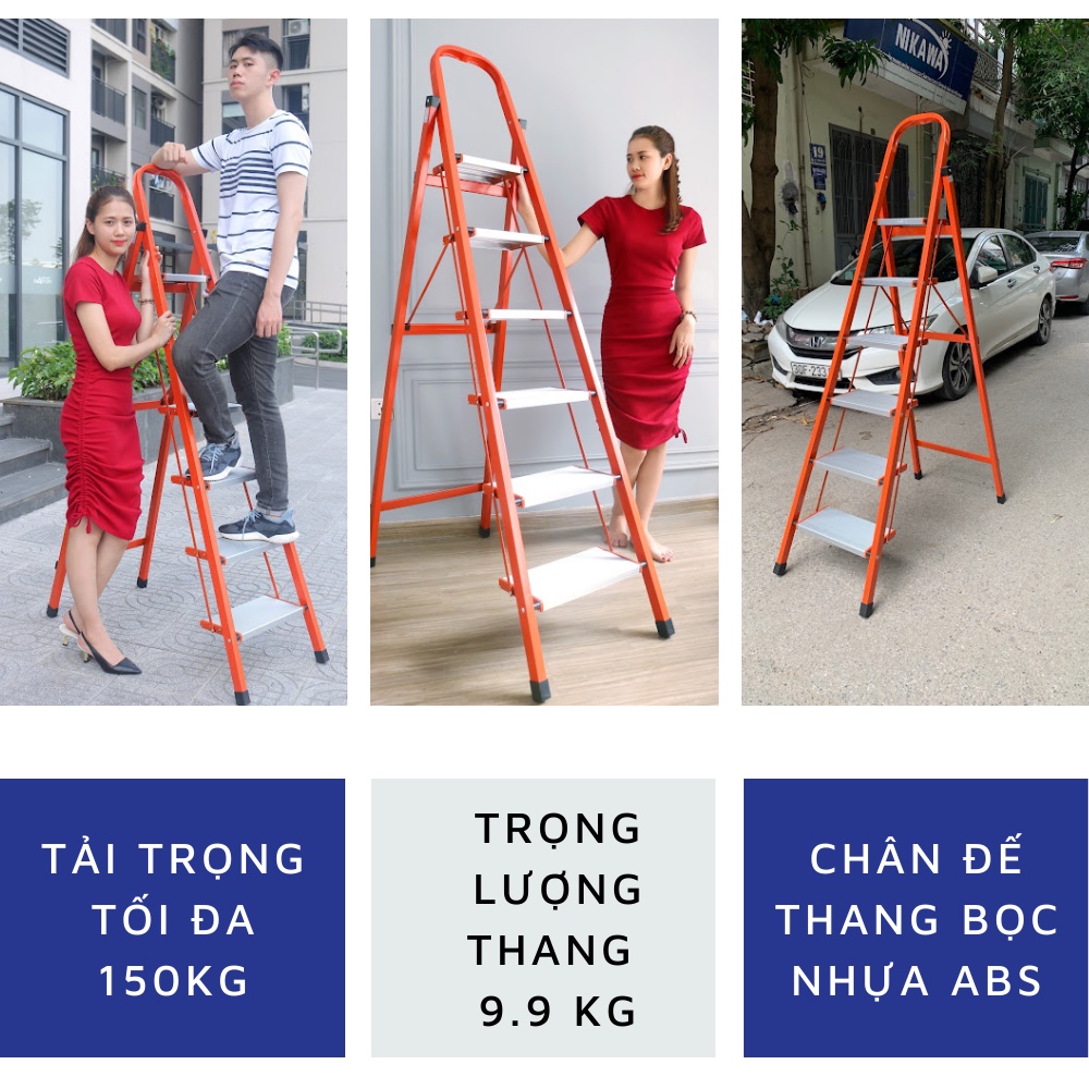 Thang nhôm ghế chữ a Nikawa NKS-06 - 6 bậc -  nhập khẩu Nhật Bản, bảo hành chính hãng