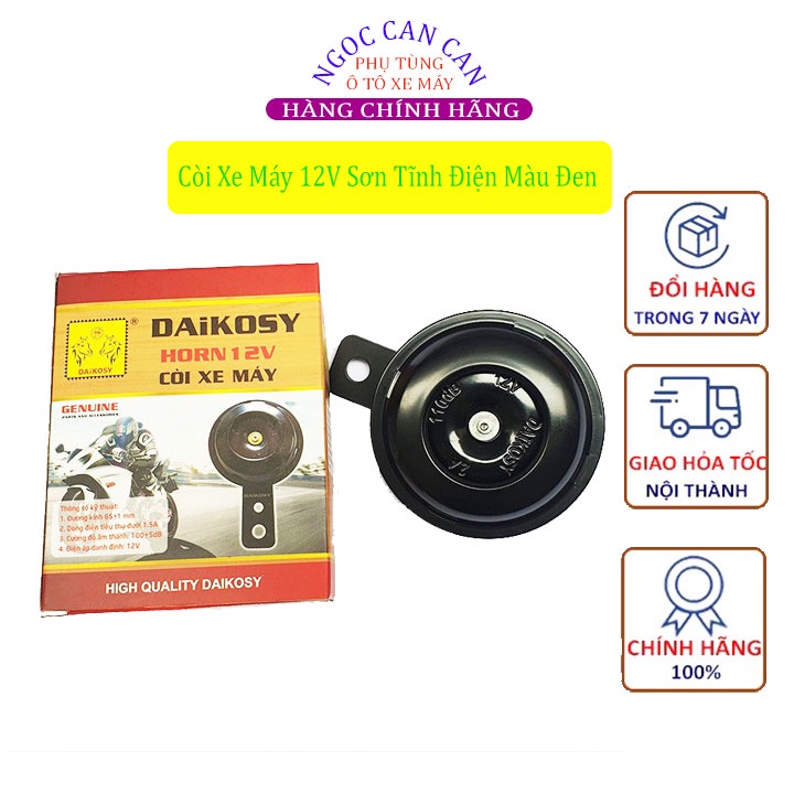 Còi Xe Máy 12V Sơn Tĩnh Điện Màu Đen, Kèn Xe Máy