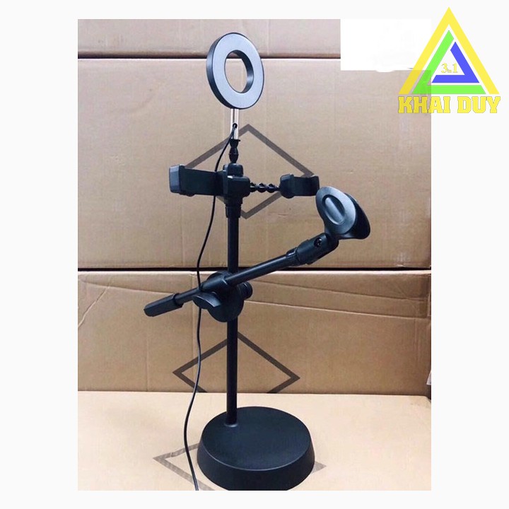Bộ Kẹp Giá Đỡ Điện Thoại Mobile Phone Stand Livestream 4in1 Tích Hợp Đèn Led
