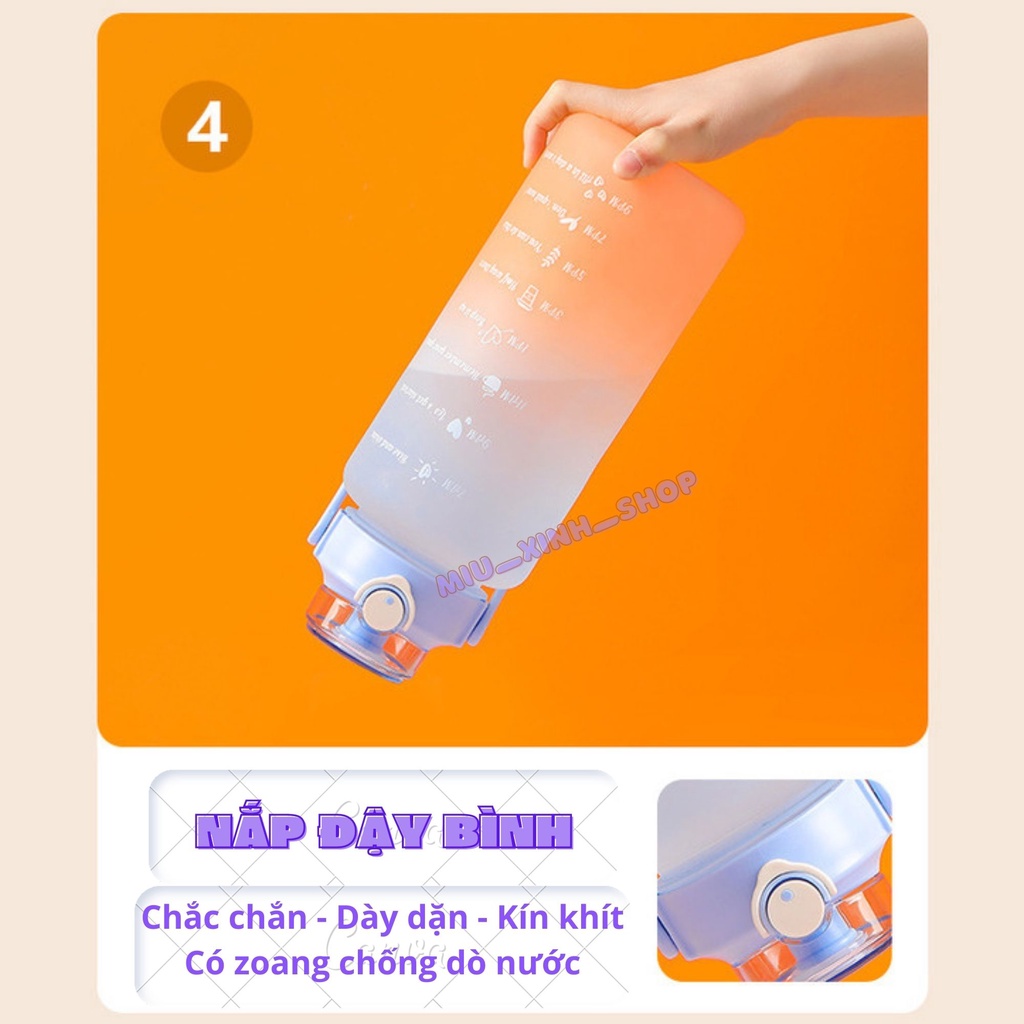 💞Dễ thương💞 Bình nước 2 lít tặng Sticker dành cho người lười uống nước