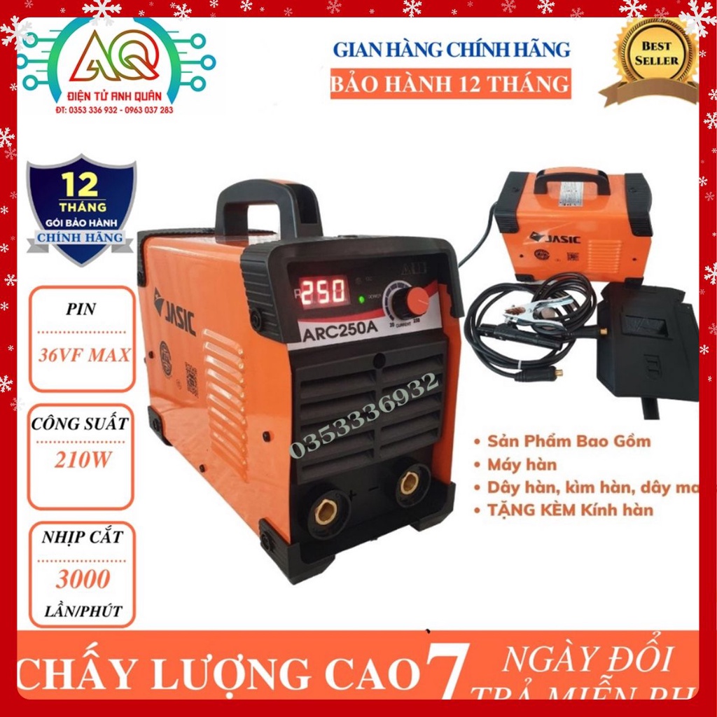Máy hàn jasic ARC 250A - Máy hàn điện tử Jasic ARC 250A -1 núm Chính hãng tặng đầy đủ phụ kiện [Bảo Hành 12 Tháng]
