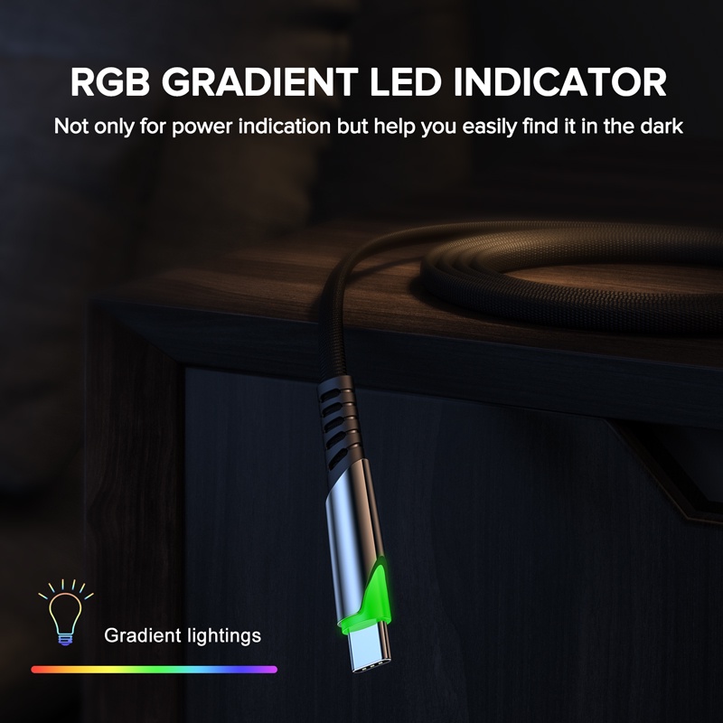 Cáp sạc nhanh QOOVI 3.1A Micro USB 3.0 thiết kế dây bện nylon có đèn LED cho OPPO VIVO