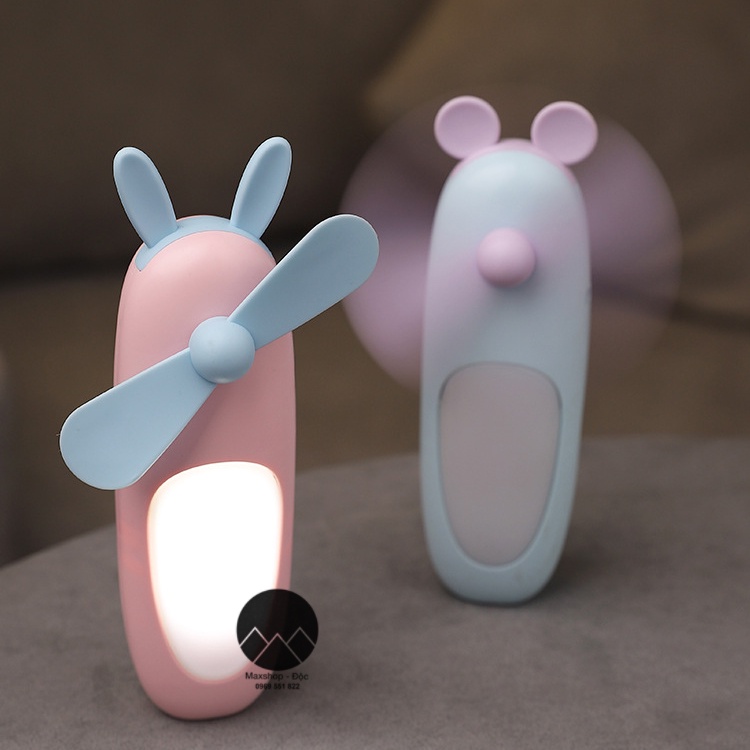 Quạt tích điện mini quạt mini cầm tay du lịch có đèn sáng đáng yêu siêu bền Maxshop Độc