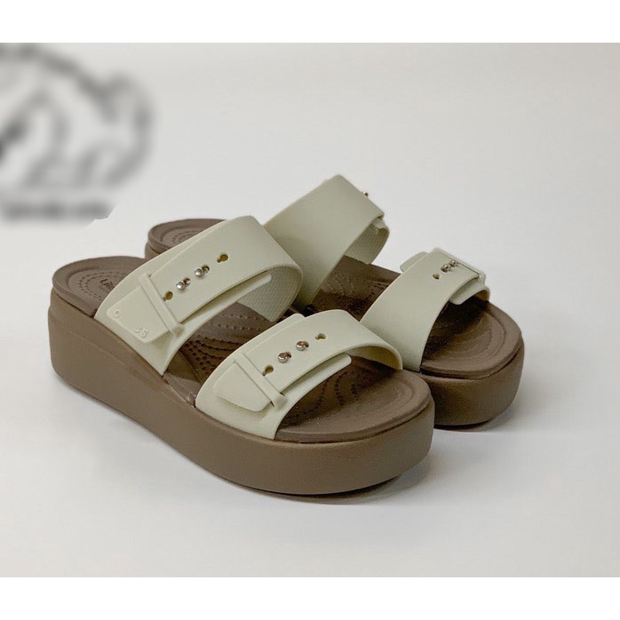 CrocsFanClub -  Dép lê brooklyn 2, kiểu cài khuy linh hoạt, đế cao 5cm cho nữ - PB138