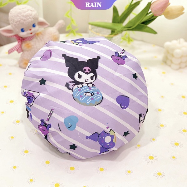 1 Mũ Trùm Đầu Dày Hai Lớp Chống Thấm Nước In Hình Kuromi Đáng Yêu