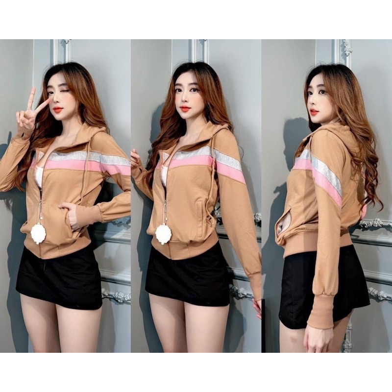 Áo khoác nữ cotton phối màu xinh chống nắng 40-70kg