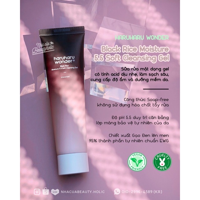 Sữa rửa mặt và Tẩy đã chết từ gạo đen HARUHARU WONDER