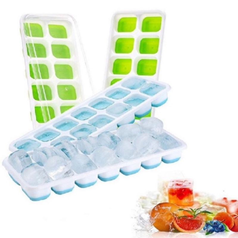 Khay Khuôn Làm Đá Silicon Có Nắp Không Bị Dính