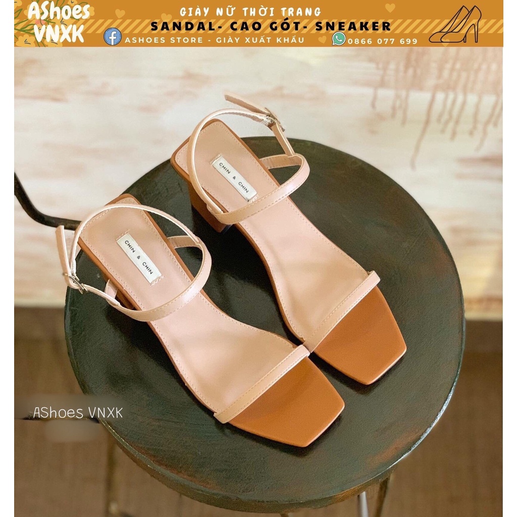 [MẪU HOT] Giày nữ sandal cao gót dây mảnh hở mũi, gót trụ kiểu dáng cơ bản- Màu nude, trắng, xanh | AShoes VNXK
