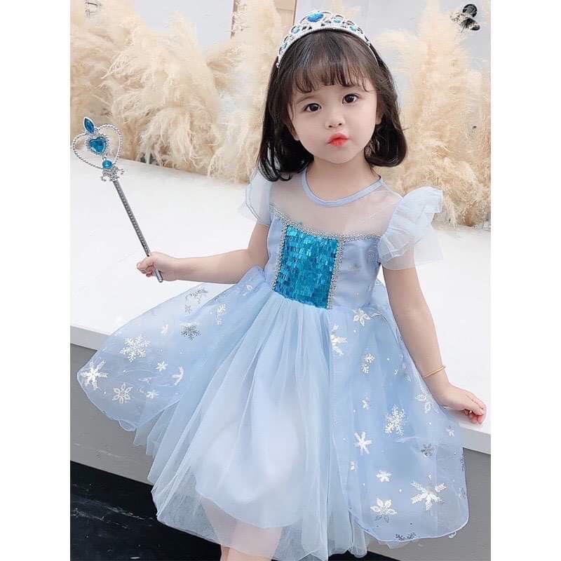 Đầm Elsa dài váy Elsa bé gái công chúa hàng xịn
