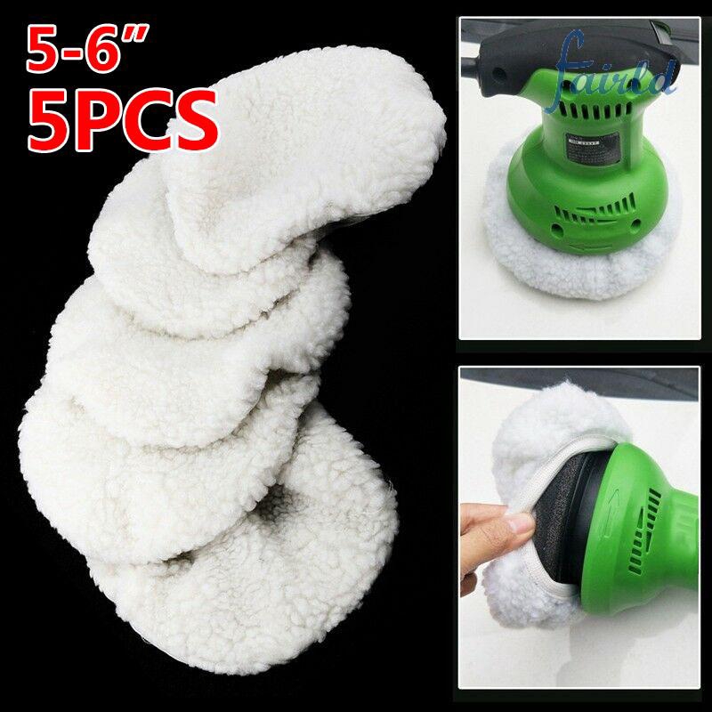 Car Polishing Pads Washable Reusable Easy to clean Excellent finish Bonnet Buffer Soft Wool 5-6'' Waxing Tool 5pcs