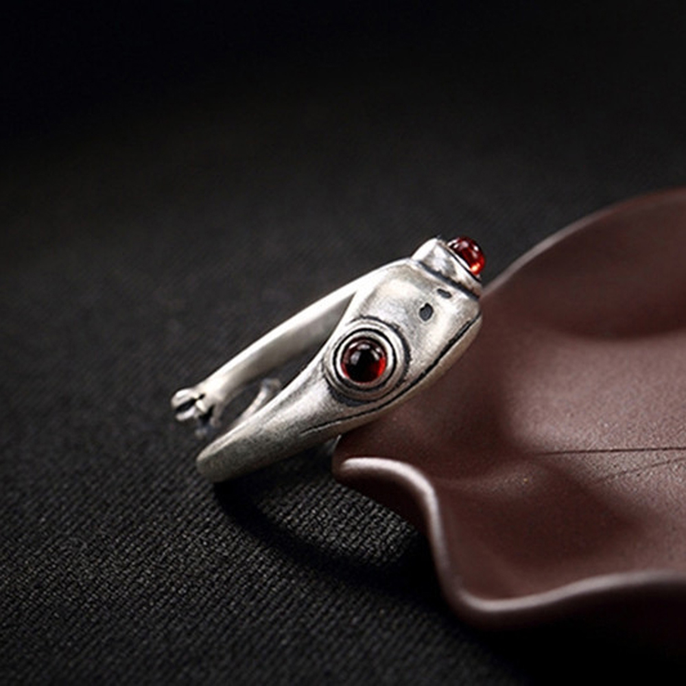 Nhẫn Đeo Tay Kim Loại Tạo Hình Chú Ếch Đính Đá Thời Trang Cho Nữ