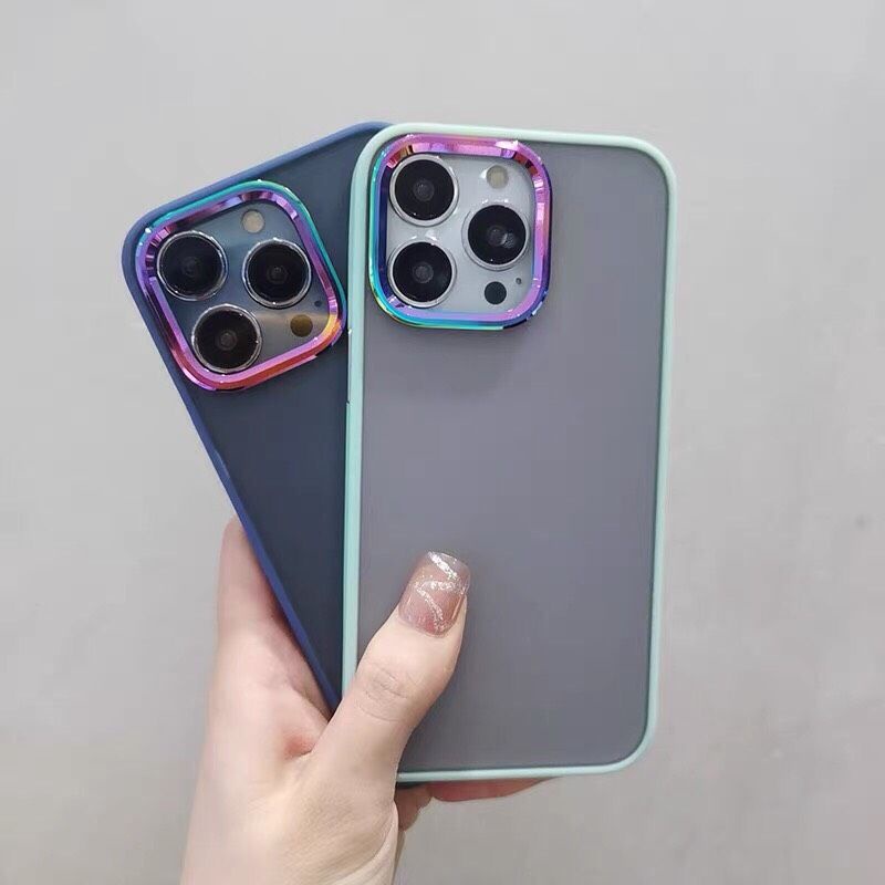 [ hot ] Ốp lưng nhám viền màu X&amp;M viền camera titan cho iPhone 13 Pro Max , 13, 13 Pro, 12Pro Max chống Vân tay cực nổi