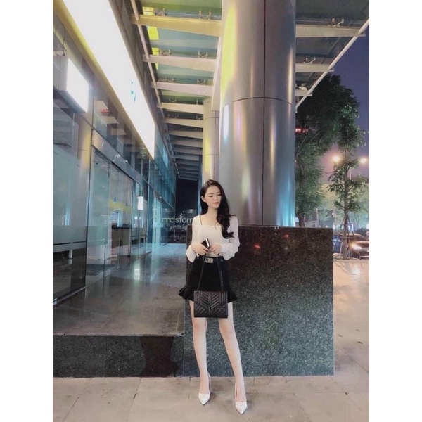 Túi xách nữ sl bì thư da hạt full đen