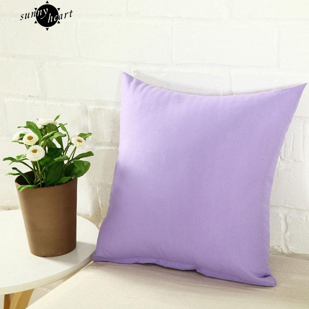 Vỏ gối vuông vải lanh màu trơn dễ thương cho trang trí sofa