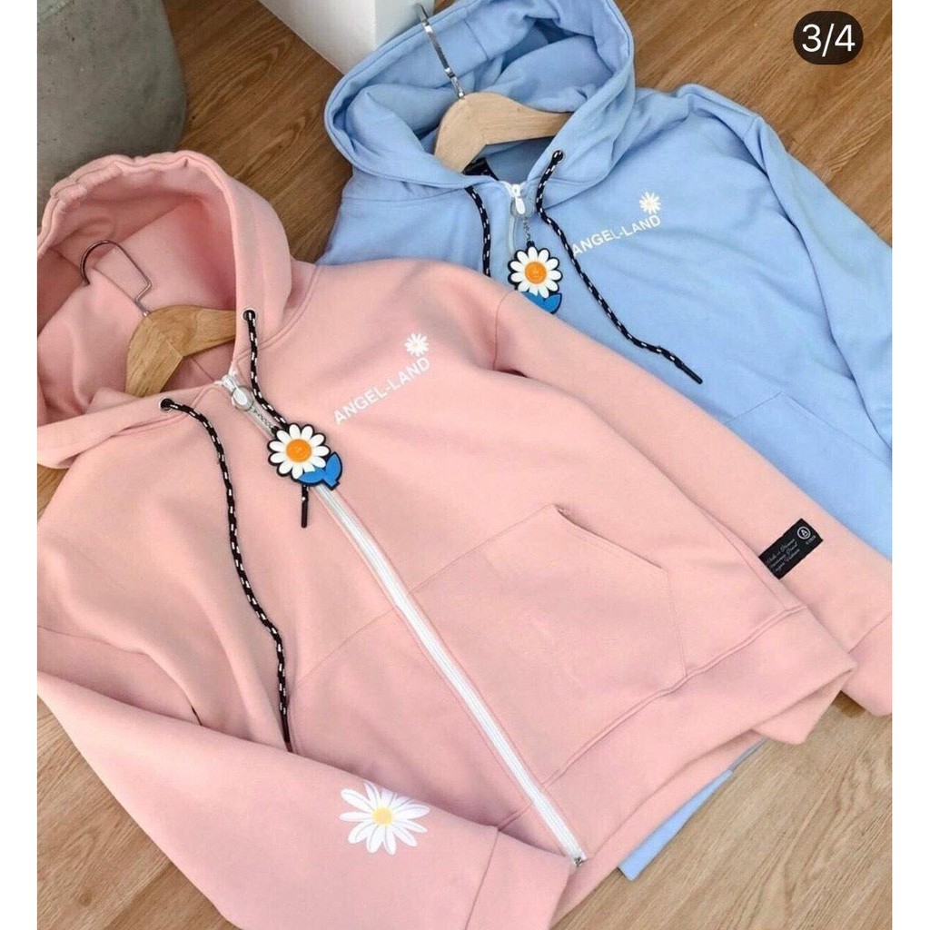 Áo Khoác Hoodie Nỉ In Nổi Hoa Cúc Chữ A Thời Trang Nam Nữ Áo Sweater Unisex Basic Fom Rộng(Kèm Ảnh Thật)