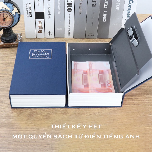 Két Sắt Mini Ngụy Trang Hình Quyển Sách Từ Điển Kèm Theo Chìa Khóa Bảo Mật Cao Cấp