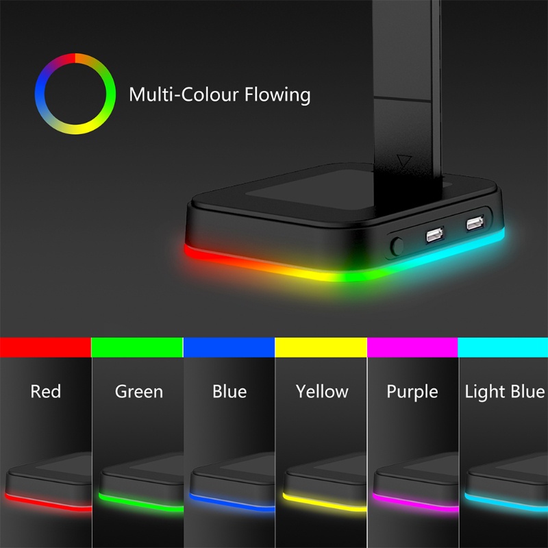 Giá Đỡ Tai Nghe RGB Nhiều Màu Kèm 2 Cổng Sạc USB Tiện Dụng