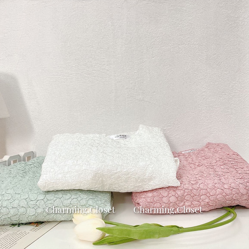 [Ảnh thật] Áo Babydoll Vải Gấm Hoa Nổi Form Điệu Xinh Xắn - Charming.Closet