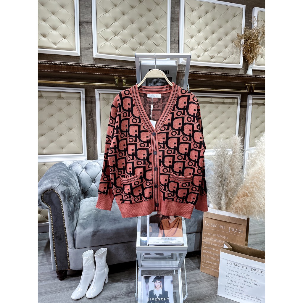 Áo khoác Cardigan họa tiết Quảng Châu cao cấp, Cadigan len dày dặn thương hiệu thời trang D&amp;R L034
