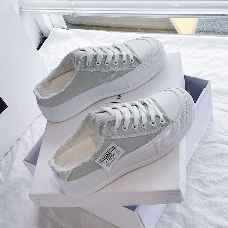 Giày sục thể thao nữ độn đế Hàn Quốc hot 2023 vải canvas TOPSHOES Size 36- 40