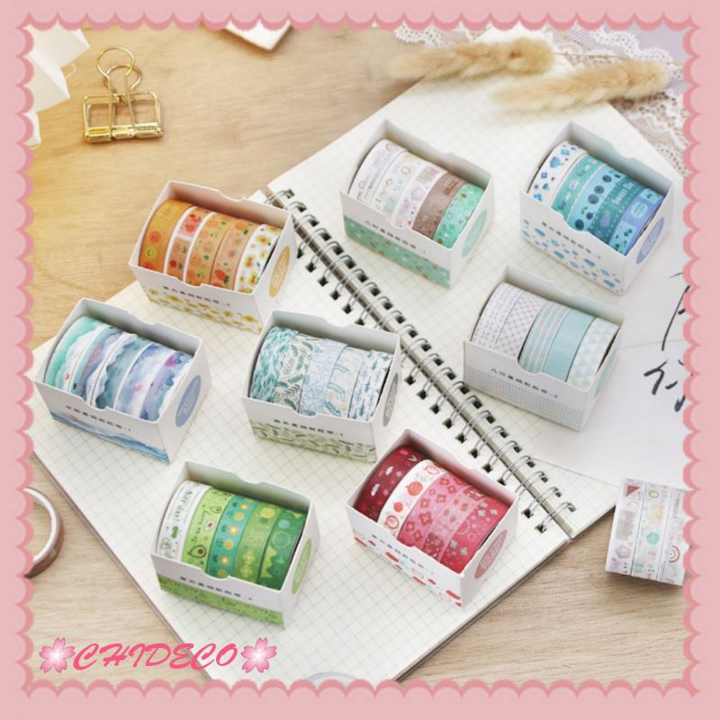 Set 5 cuộn băng dính trang trí washi tape