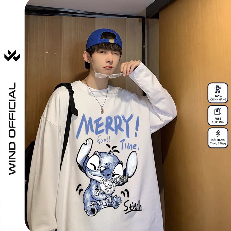 Áo thun tay dài WIND phông unisex form rộng MERRY sweater thời trang nam nữ oversize