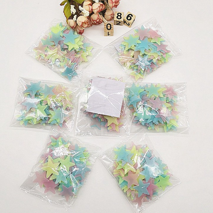 🌟🌟🌟 Ngôi sao dạ quang quẻ Gói 100 mẫu ngôi sao phát sáng dán tường trang hoàng phòng ngủ 💕FREESHIP💕