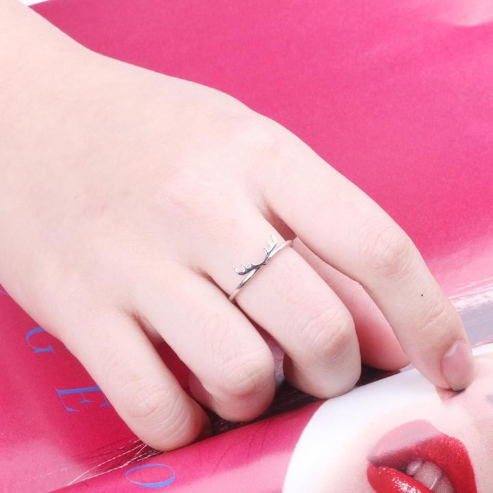Nhẫn bạc sừng nai Luhan giàng sinh thiết kế phong cách Hàn Quốc thời trang xinh xắn dễ thương